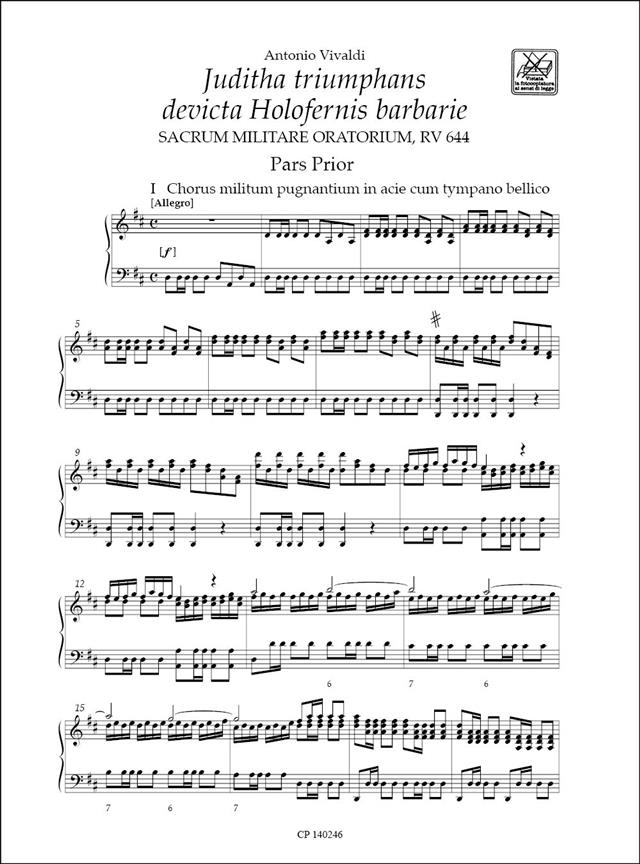 Juditha Triumphans Devicta Holofernis Barbarie - Riduzione per canto e pianoforte RV 644 - árie pro zpěv a klavír